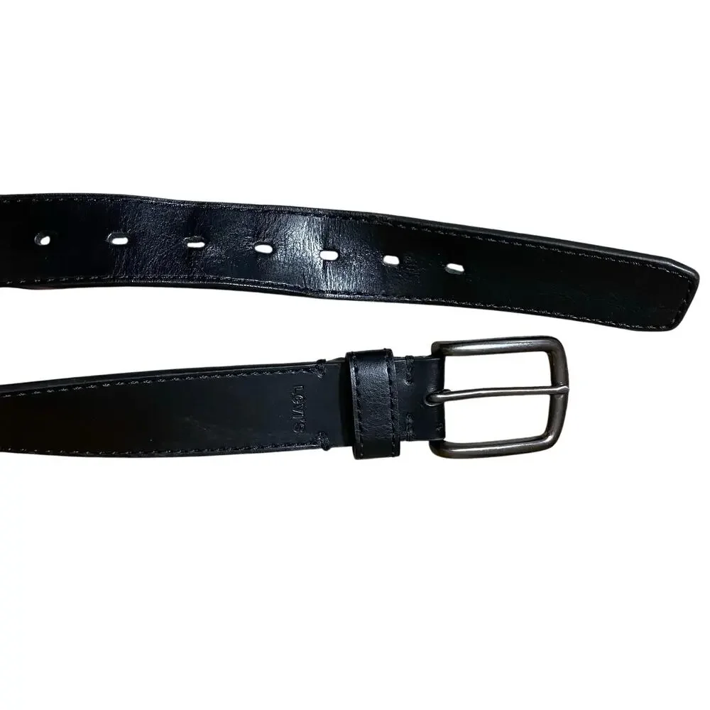 Levi’s Black Leather Belt Gunmetal Buckle Classic Casual Men’s Size XXL 46 48